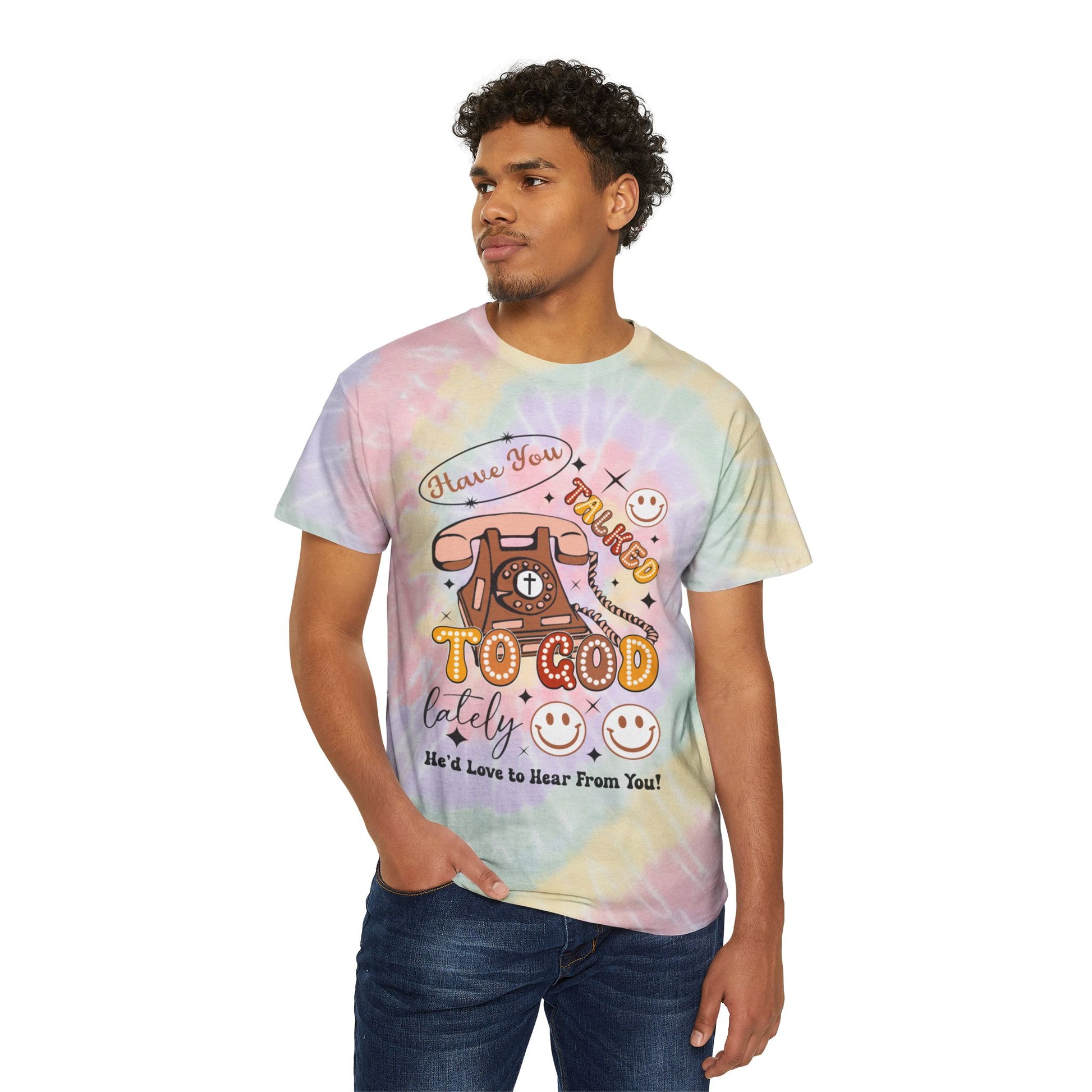 Spiral Tie-Dye Tee - "Have You Talked to God Lately?" Inspirational Shirt