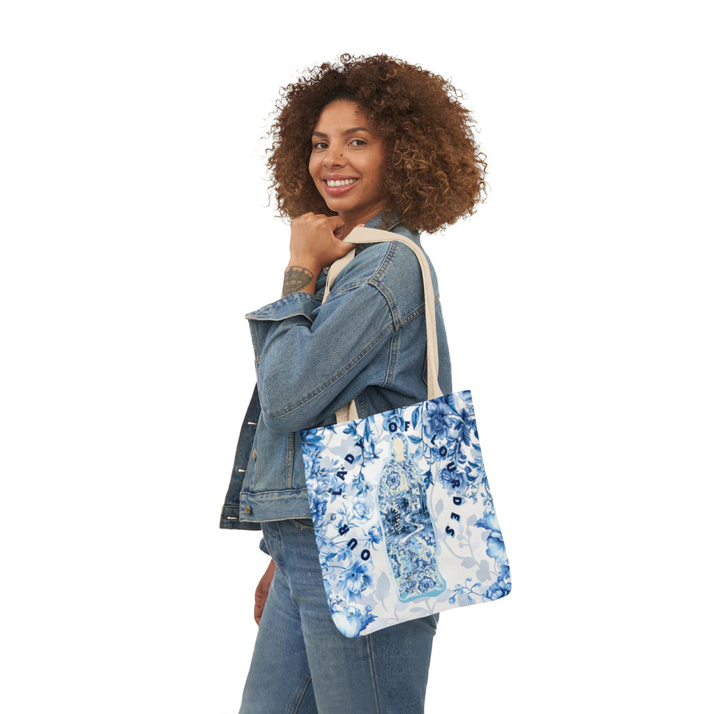 Our Lady of Lourdes Toile Canvas Tote Bag, 5-Color Straps Bible Study