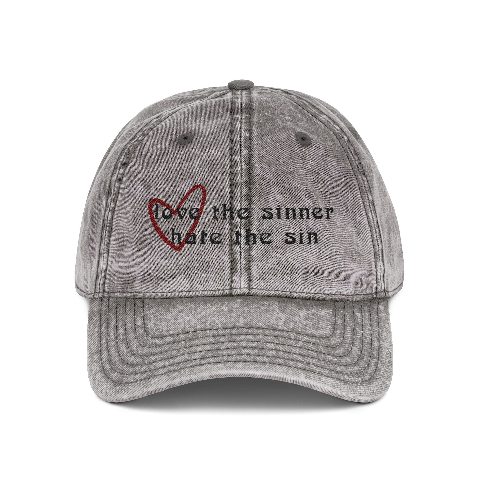 Love the Sinner Hate the Sin Christian Embroidery Vintage Cap