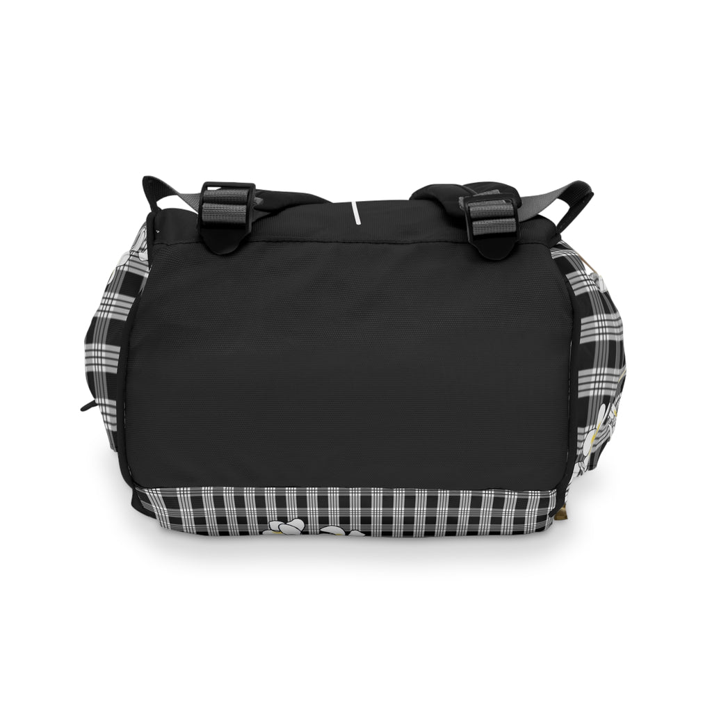 Blessed Plumeria Black Palaka Diaper Backpack