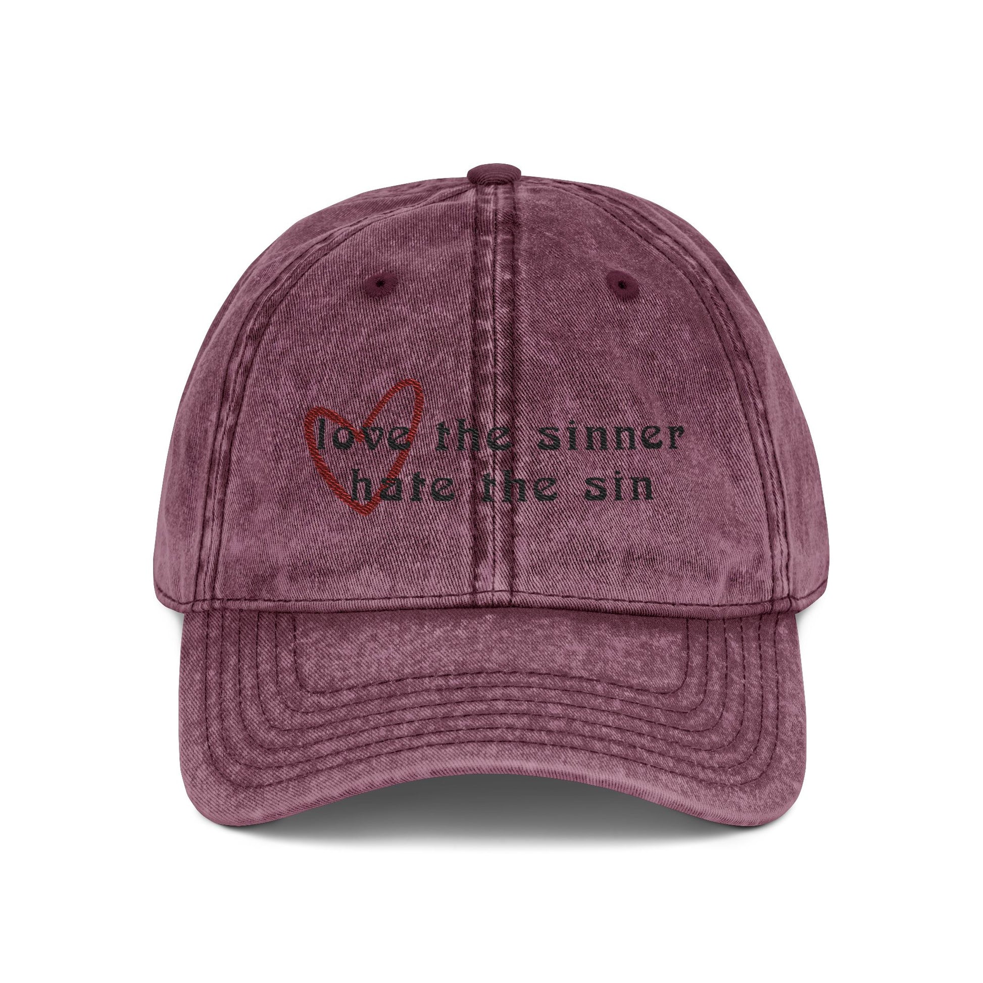 Love the Sinner Hate the Sin Christian Embroidery Vintage Cap