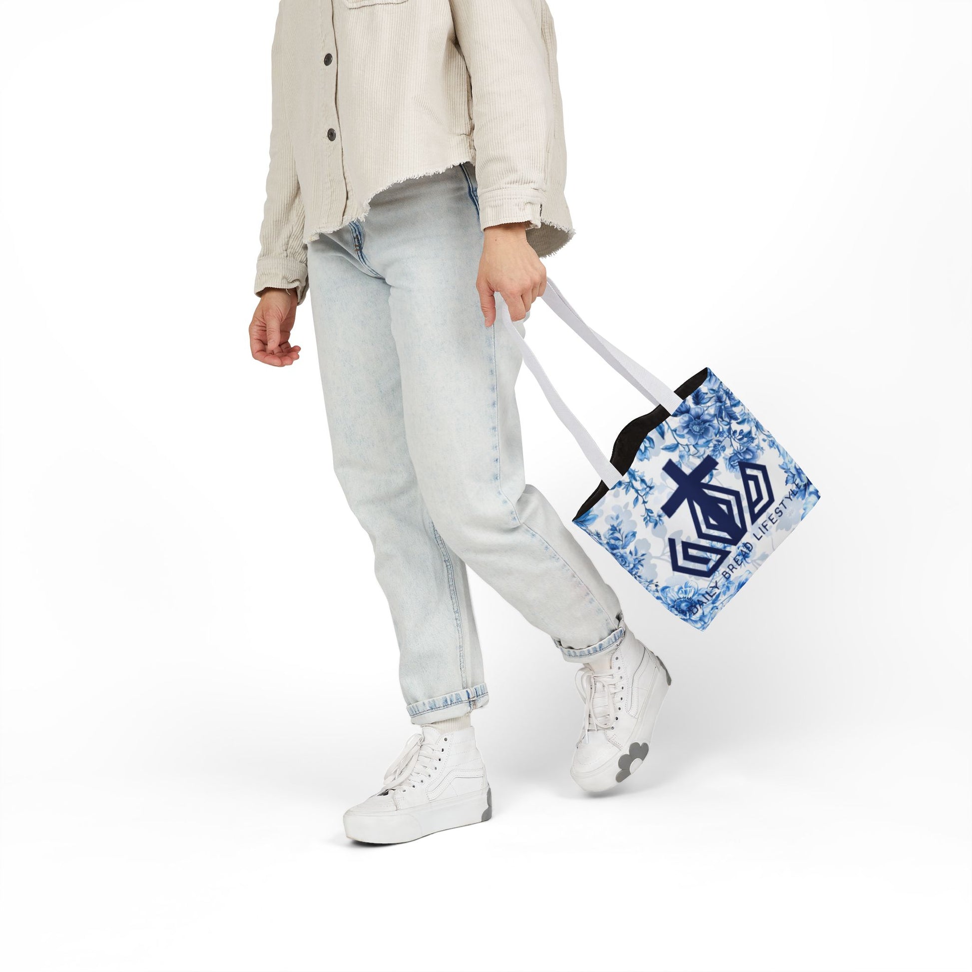 Our Lady of Lourdes Toile Canvas Tote Bag, 5-Color Straps Bible Study
