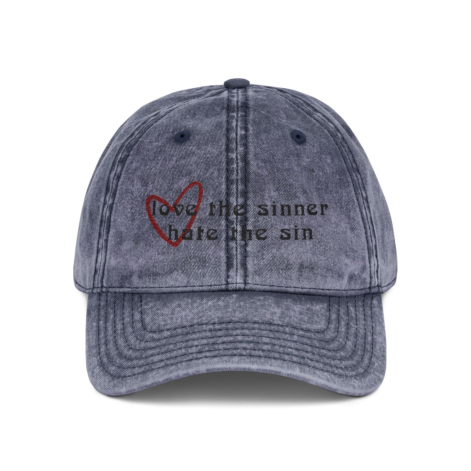Love the Sinner Hate the Sin Christian Embroidery Vintage Cap
