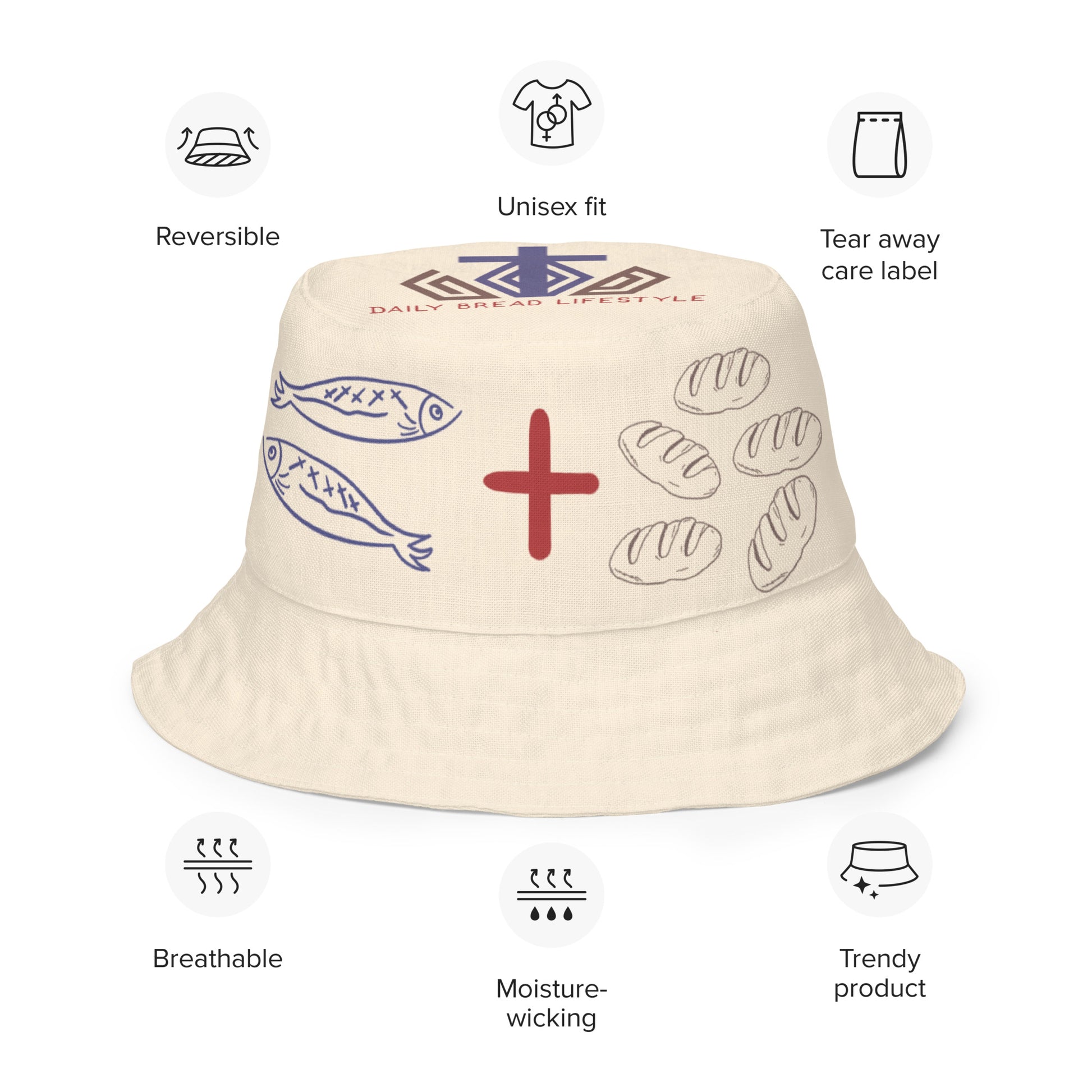 2 Fish and 5 Loaves Reversible Bucket Hat