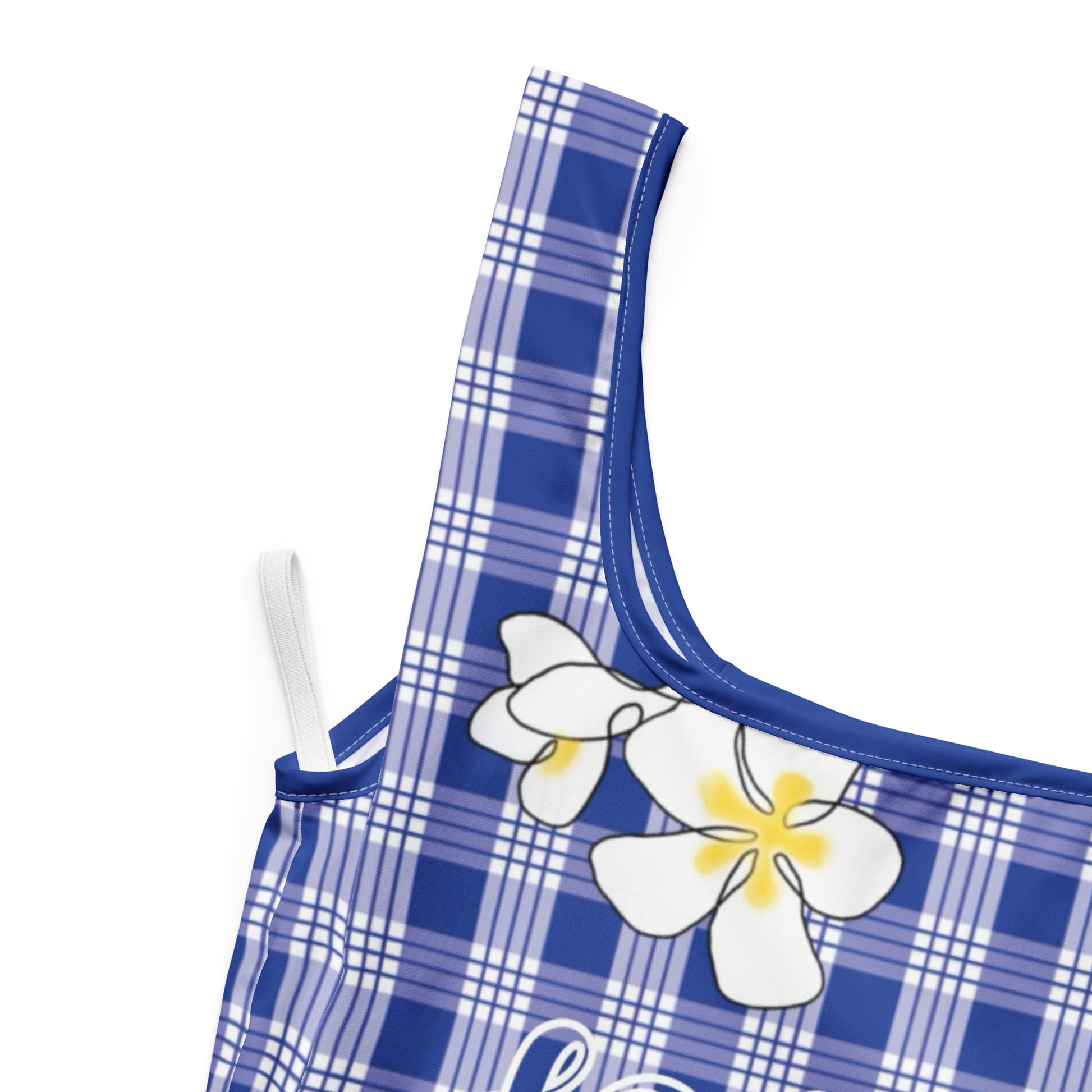 Blessed Plumeria Blue Palaka Shopping Bag