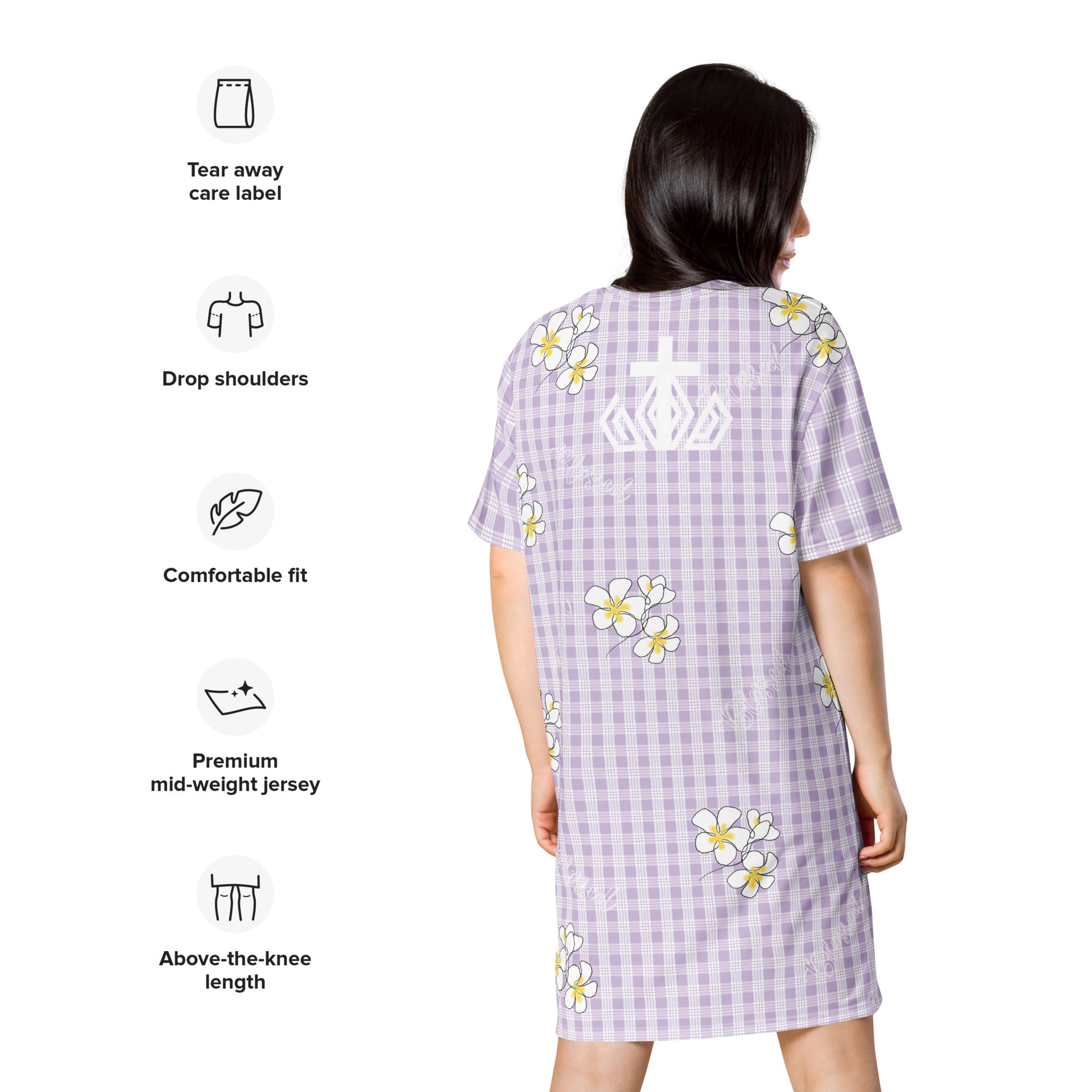 Blessed Plumeria Lavender Mist Palaka T-shirt dress