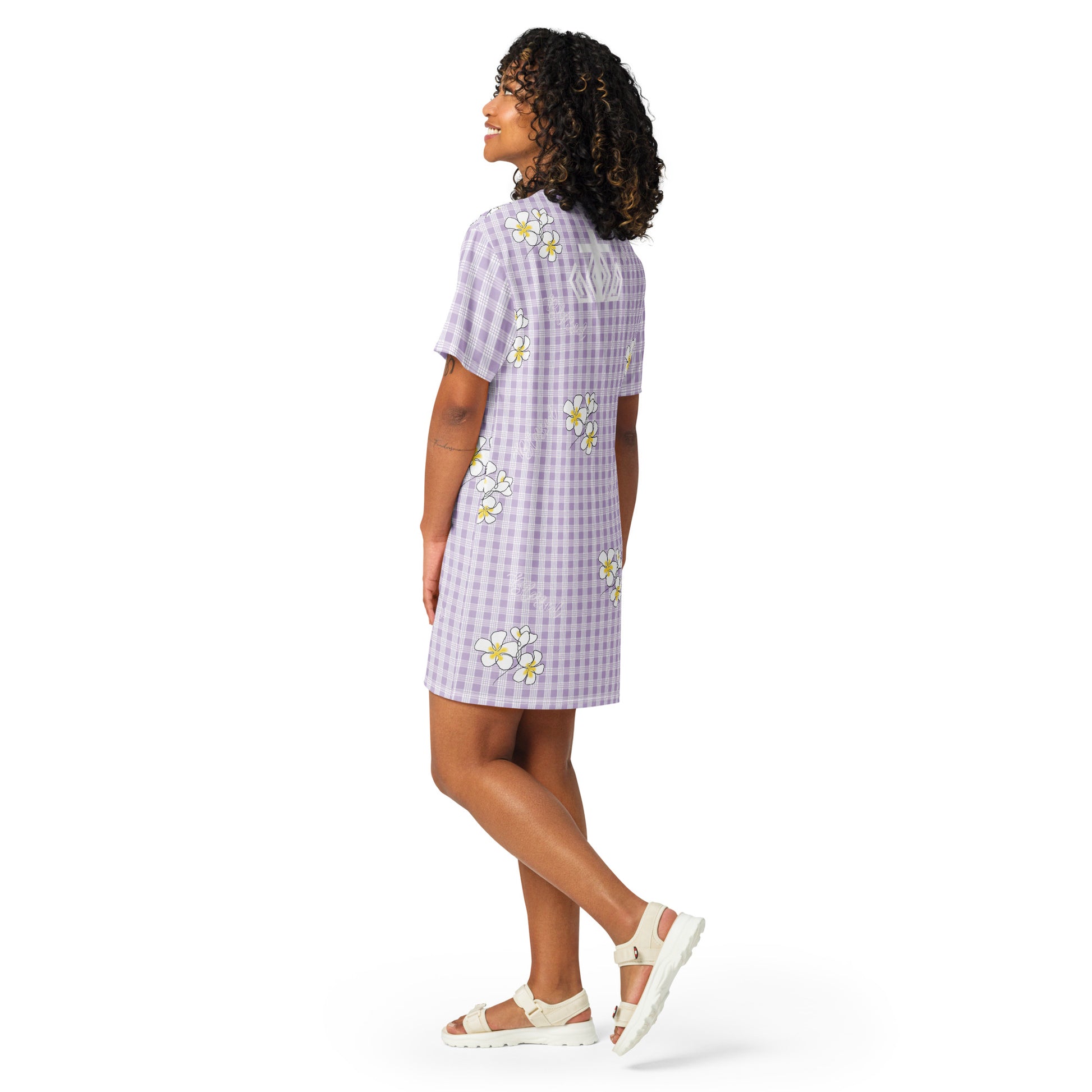 Blessed Plumeria Lavender Mist Palaka T-shirt dress