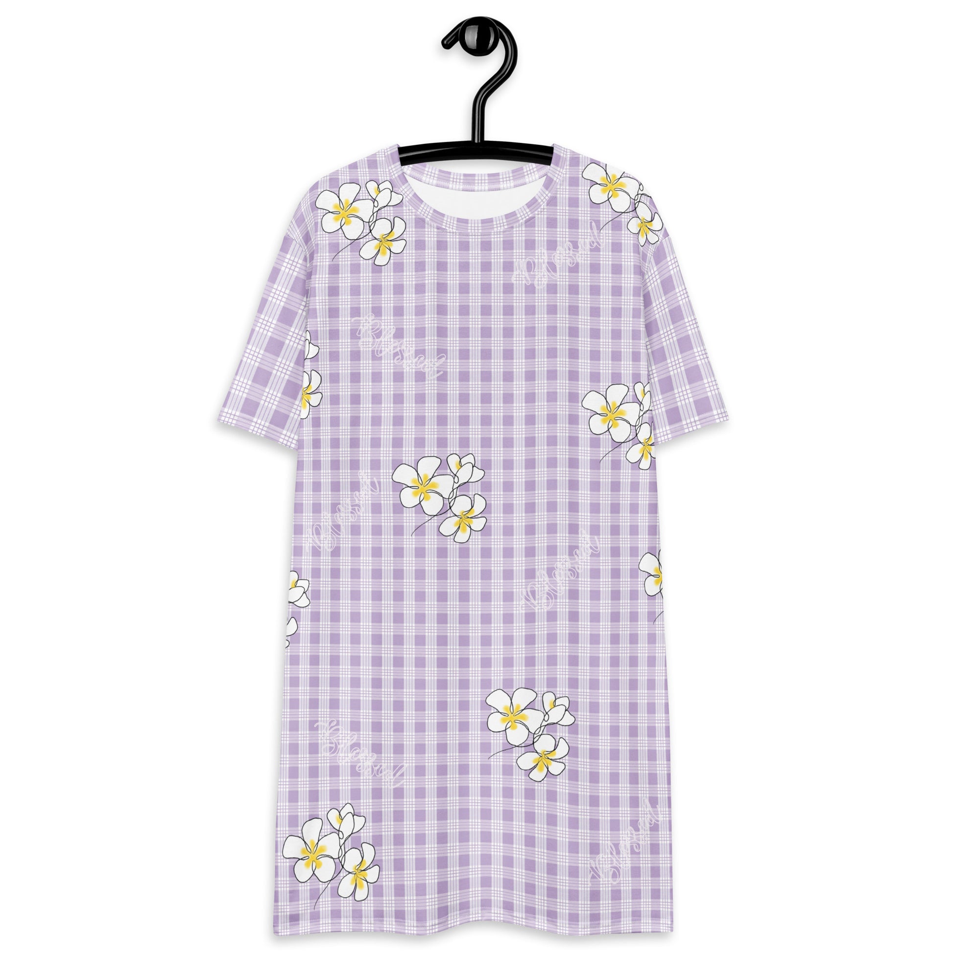 Blessed Plumeria Lavender Mist Palaka T-shirt dress