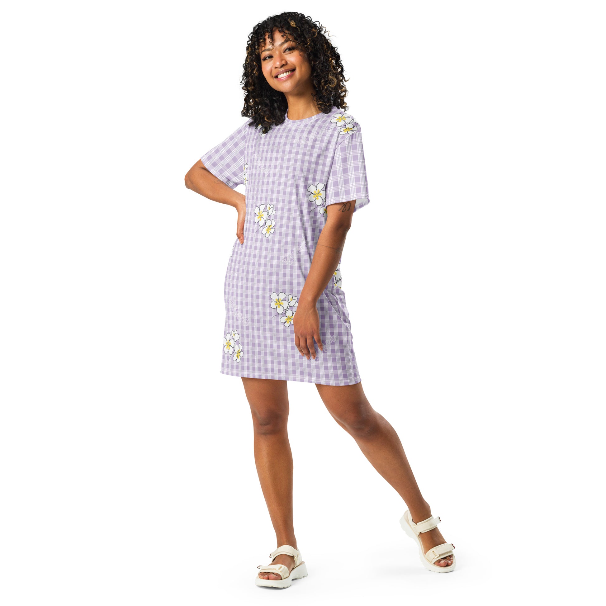Blessed Plumeria Lavender Mist Palaka T-shirt dress