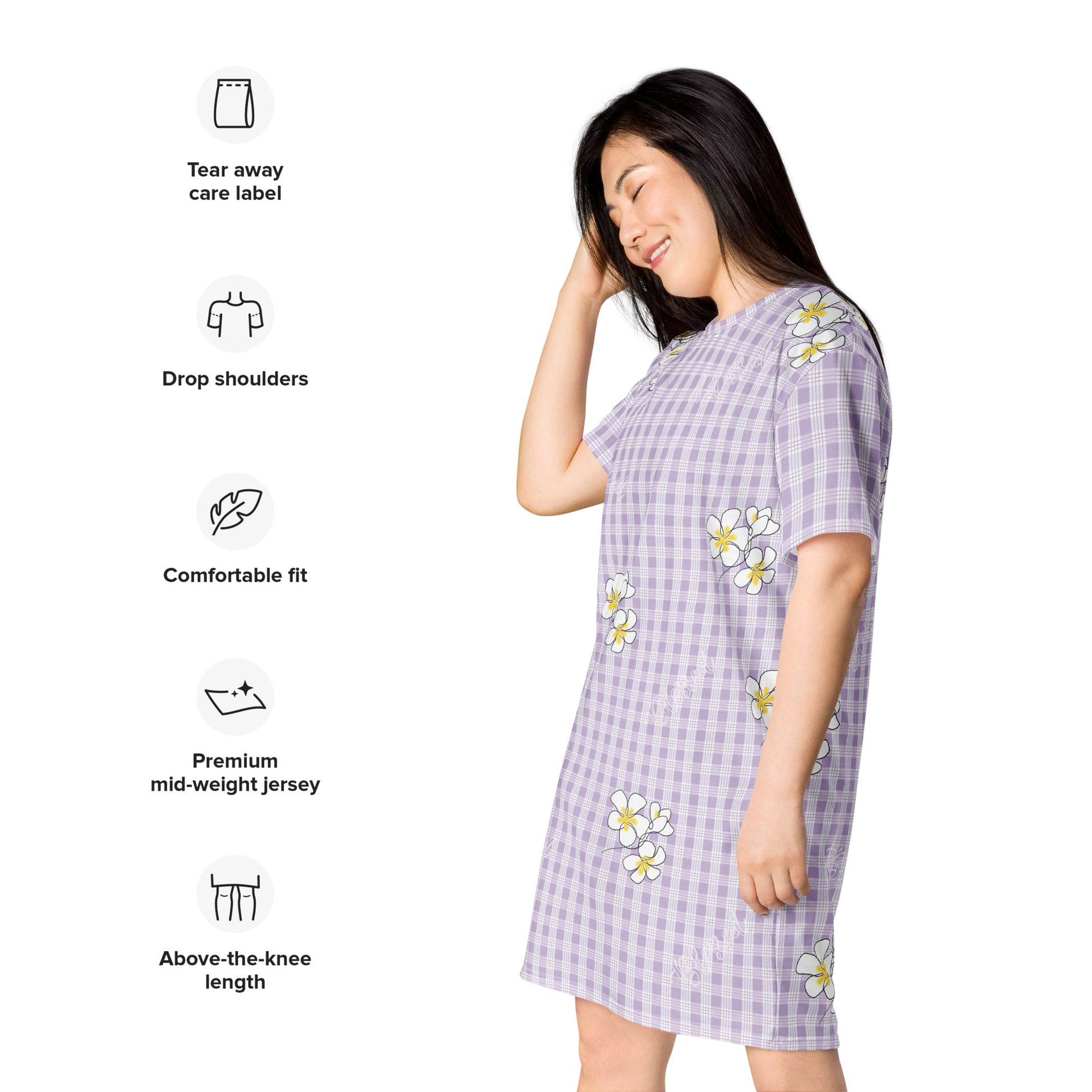 Blessed Plumeria Lavender Mist Palaka T-shirt dress