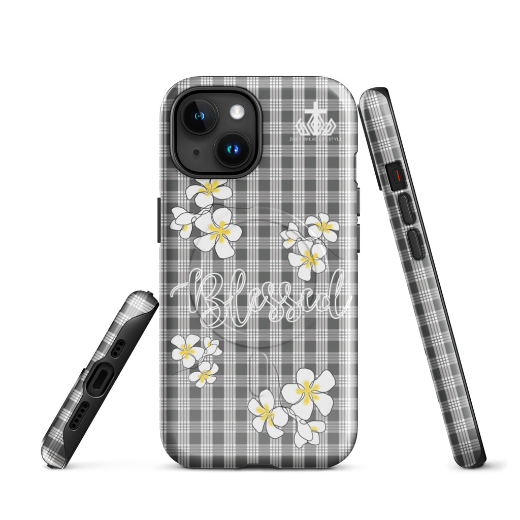 Blessed Plumeria Grey Palaka MagSafe® tough case for iPhone®