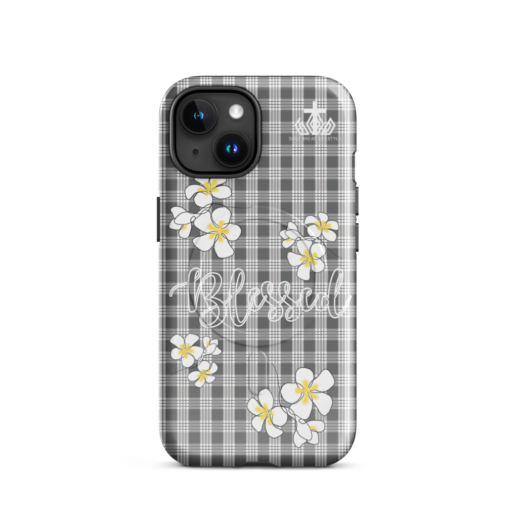 Blessed Plumeria Grey Palaka MagSafe® tough case for iPhone®