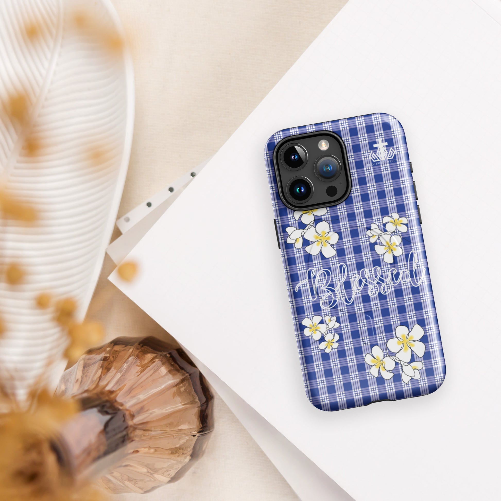 Blessed Plumeria Blue MagSafe® tough case for iPhone®