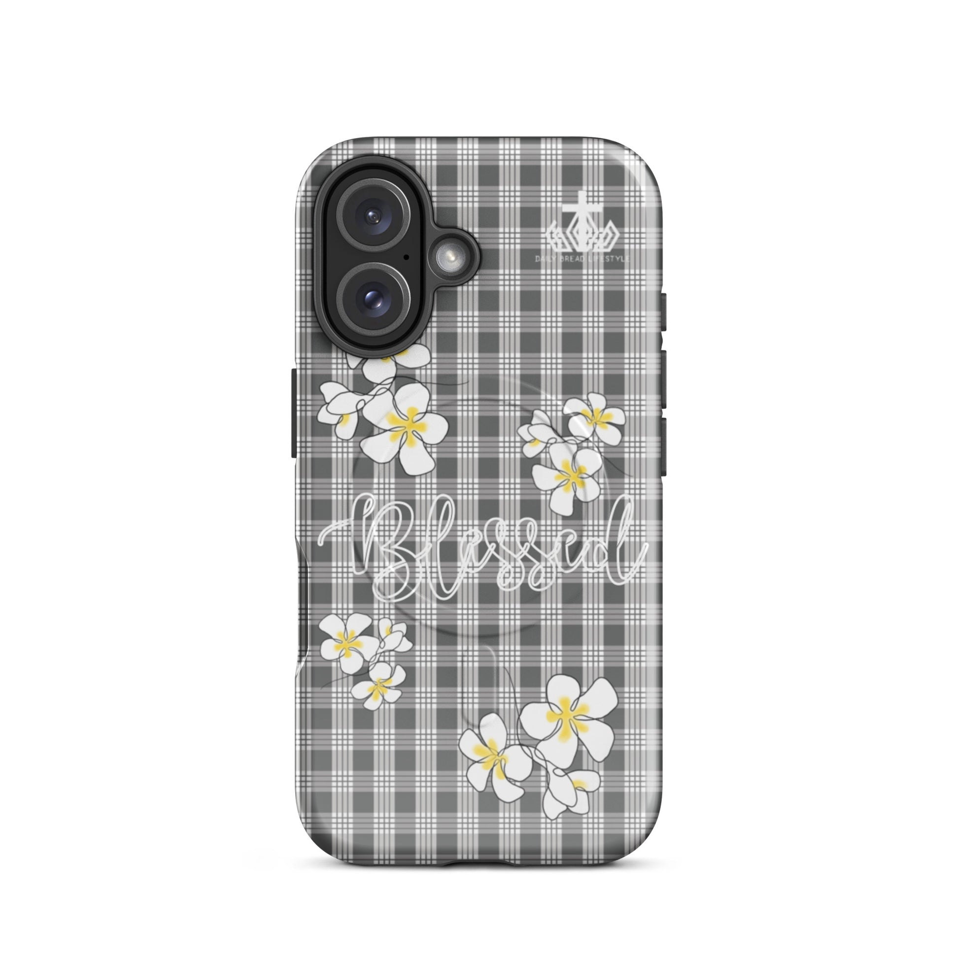 Blessed Plumeria Grey Palaka MagSafe® tough case for iPhone®